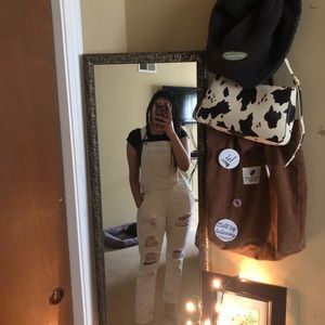 Ripped Jean white overalls